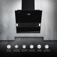 Kaff HAWK DHC 60 Filter-less Auto Clean Slant Kitchen Chimney, Black