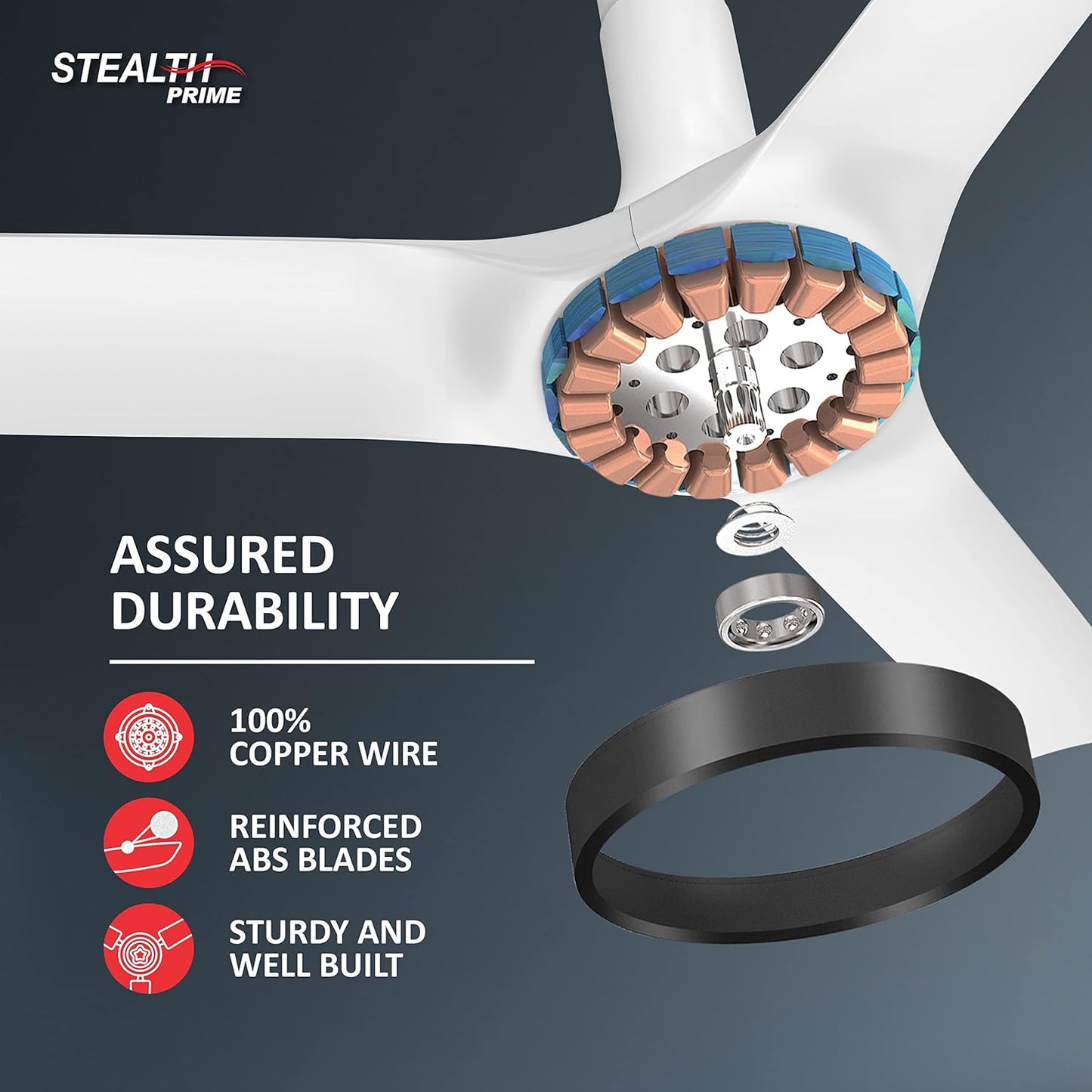 Havells 1200mm Stealth Prime Bldc Motor Ceiling Fan Most Silent & Premium,5 stars With Rf Remote,100% Copper Upto 55% Energy Saving,Timer,Memory Backup (Pack Of 1,Marble Pearl White)