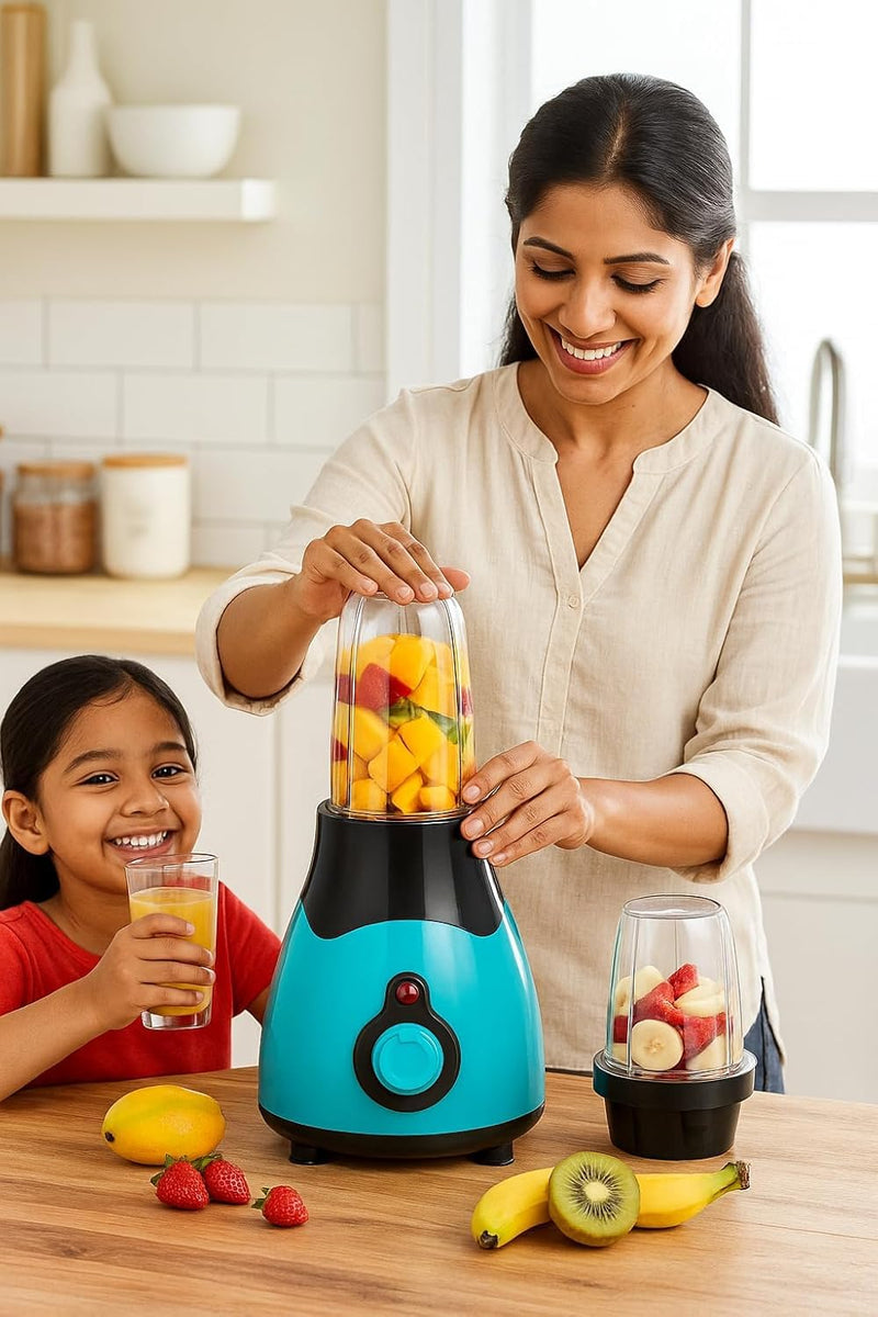 Nutri Mixer Jar Set (380 ml & 600 ml) with 4-Blade Assembly | BPA-Free Jars for Smoothies, Chutney, Dry Grinding & Juicing | Includes Storage Lids (compatible with maharaja whiteline smart)