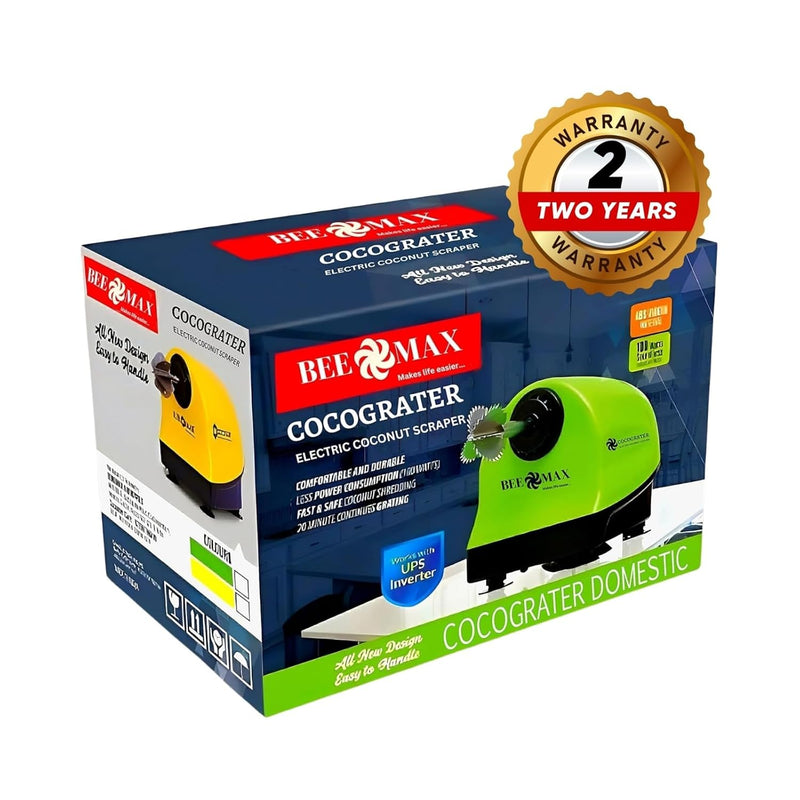 Sree Kitchen Equipments BEEMAX Domestic Electric Coconut Scraper | Green Color | 100 Watts, 300 RPM, 240V | Stainless Steel Blade | 2 Year Warranty | Perfect for Every House
