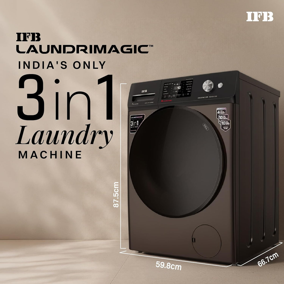 IFB 9/6/3 kg Fully Automatic Washer Dryer Refresher with Steam Refresh, AI Powered, 100% Dry Clothes, 9 Swirl Wash Mimic
