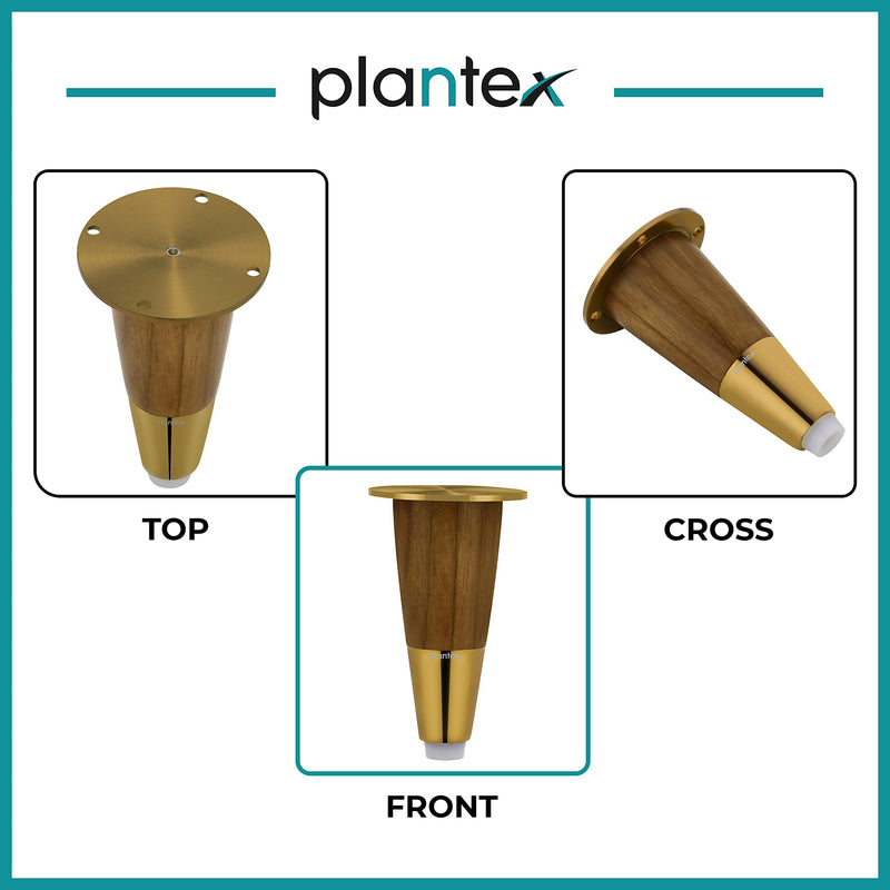 Plantex Heavy Duty Round 4 inch Spare Sofa Legs for Bed Furniture/Sofa Legs for Furniture Fitting/Table Legs/Sofa Leg Set of 2 pcs (Gold Finish) (Model APS-DTS-55)-5