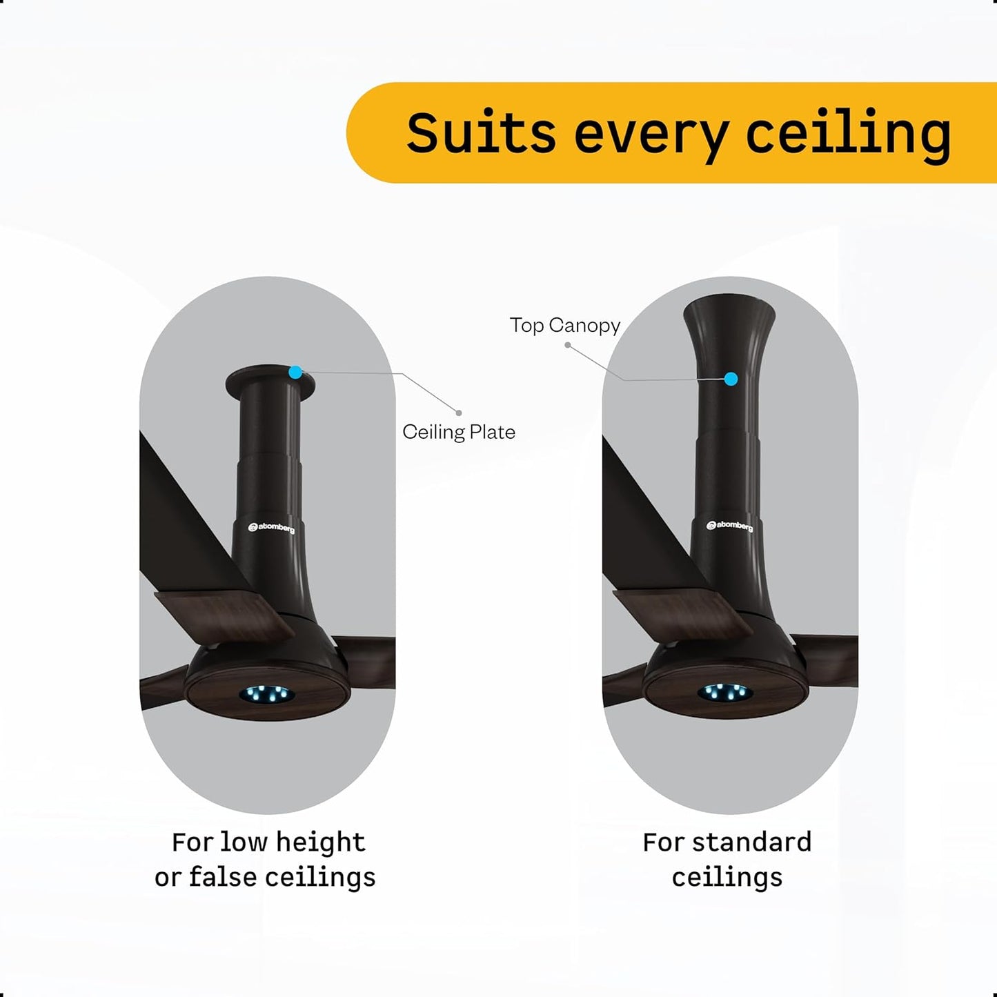 atomberg Studio+ 1200mm BLDC Ceiling Fan with Remote Control | BEE 5-star Energy Efficient | New Blade Design | High Air Delivery| LED Speed Indicator | Low noise | 3 Year Warranty| Dark Teakwood