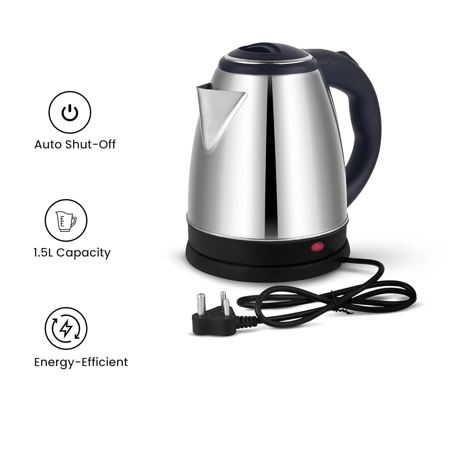 Powlin Ashley 1.5 & 1.8L Electric Kettle | Stainless Steel | 1500W Fast Heating | Energy-Efficient & Durable | Lowest Price | BPA-Free