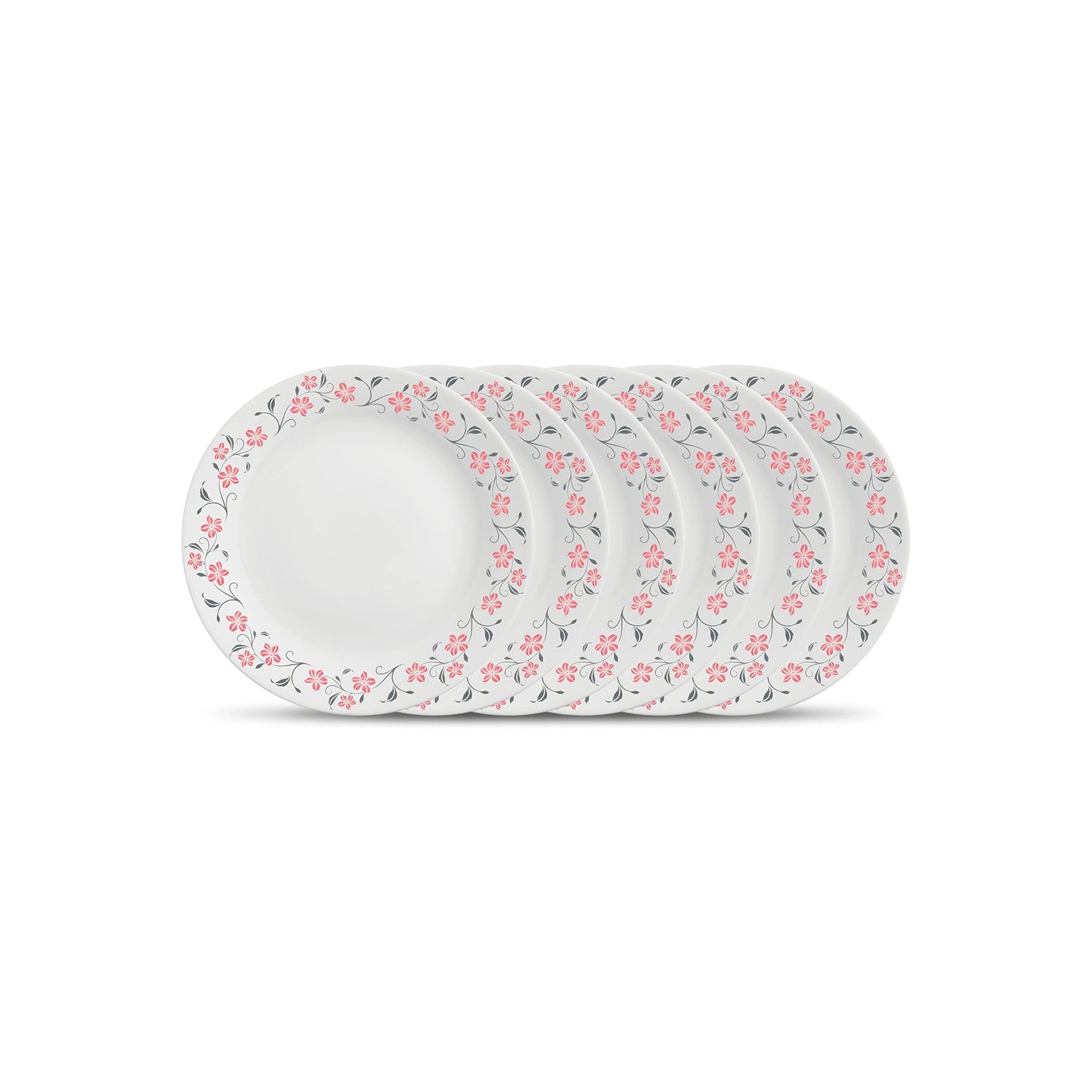 La Opala Diva Ivory Collection Opal Glass Crockery | Quarter Plate Set of 6 | Autumn Shadow Design | Side Plate for snacking & gifting | Microwave Safe | 100% Vegetarian | Extra Strong | Light & White
