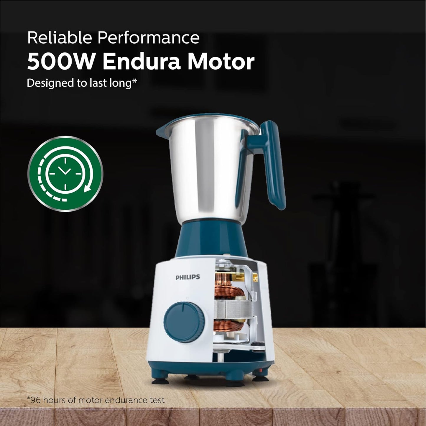 Philips HL7536/01-500 W Mixer Grinder with 4 Jar (3 Stainless Steel Jar +1 Blender Jars), Bigger jar sizes, with 5 Year Warranty on Motor