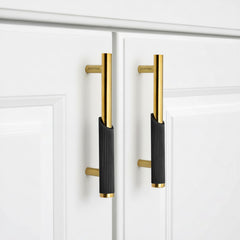 Plantex Stainless Steel & Aluminium Cabinet Handle/96mm Wardrobe Door Handle/Cupboard Pull-Push Handles for Home/Office - Pack of 2 (Black & Gold)-1