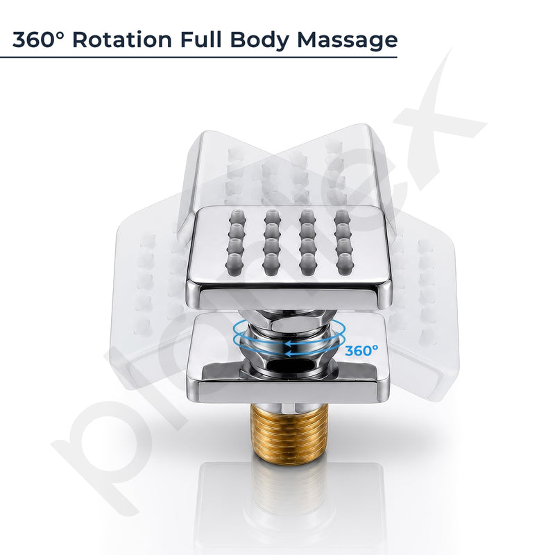 Plantex Brass Body Jet Shower for Bathroom/Wall Mounted Square Rain Shower Body Jet/High Pressure Massage Spray Jet - Pack of 6 (Chrome, BSH-022)-5