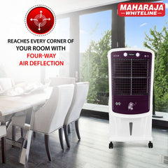 Maharaja Whiteline AIR PRO 80 Air Cooler with 80 ltr Large Tank Capacity, 190W (White & Royal Purple)