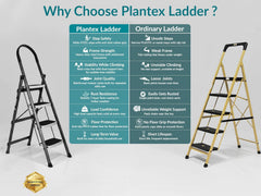 Plantex Steel 4 Step Ladder for Home/Wide Anti Skid 4 Step Ladder Foldable/5 Year Manufacturer Warranty By Plantex (Gray & White)