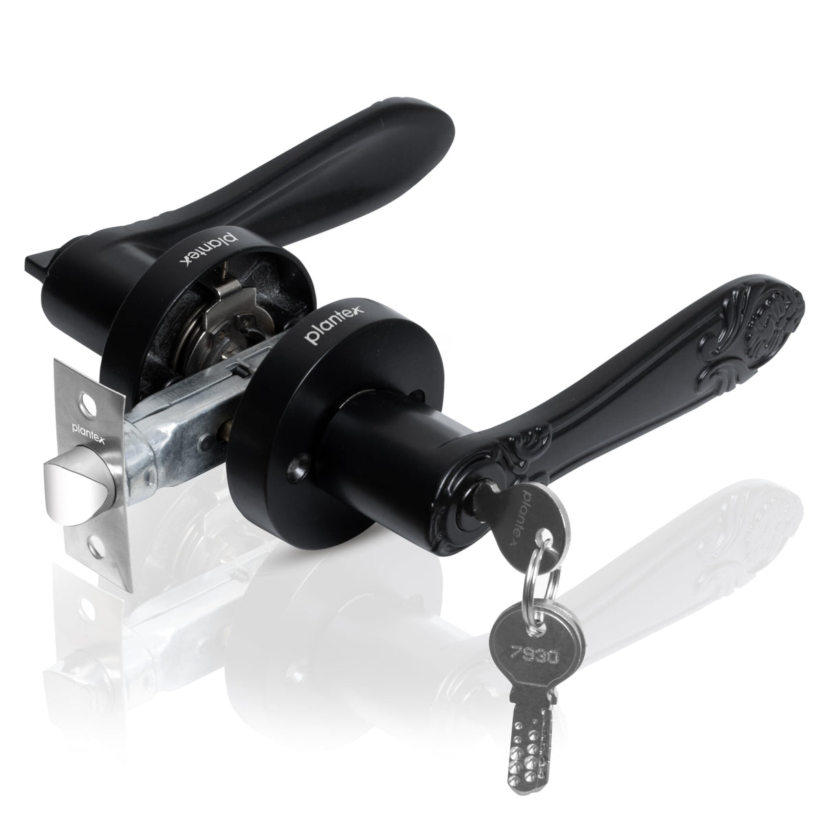 Plantex Door Lock for Main Door/Mortise Lock for Home/Door Handle Lock Set with 3 Computerise Keys - (Black)