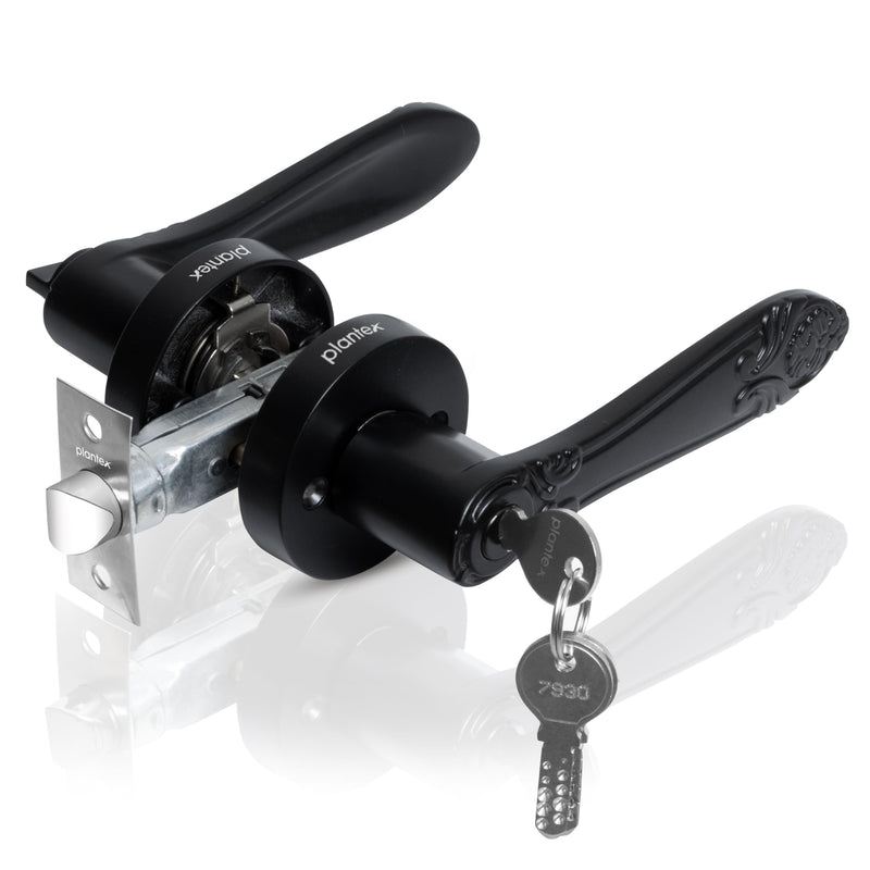 Plantex Door Lock for Main Door/Mortise Lock for Home/Door Handle Lock Set with 3 Computerise Keys - (Black)-1