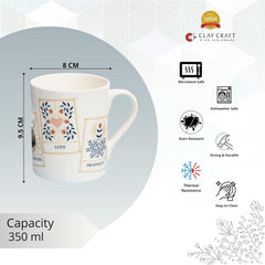 Clay Craft Fine Ceramic Swing Milk Mug, Pack of 1, 350Ml, Perfect for Afternoon Tea, Gifts, and Home Decor, Elegant Ceramic Mugs, Modern Milk Mugs, Coffee Mugs, Milk and Coffee Mug