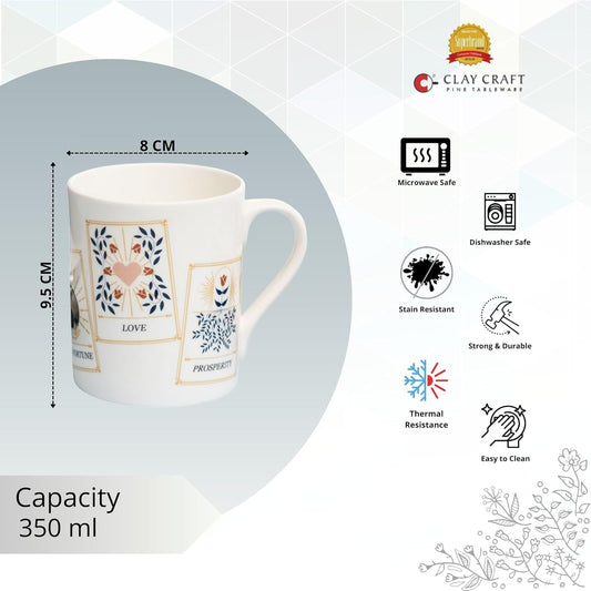 Clay Craft Fine Ceramic Swing Milk Mug, Pack of 1, 350Ml, Perfect for Afternoon Tea, Gifts, and Home Decor, Elegant Ceramic Mugs, Modern Milk Mugs, Coffee Mugs, Milk and Coffee Mug