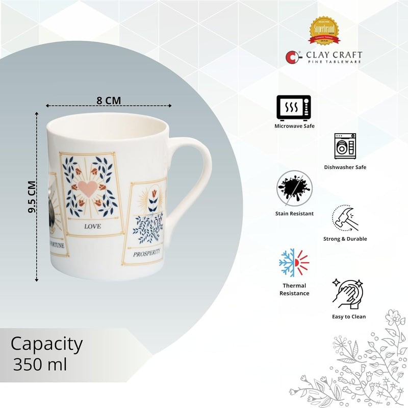 Clay Craft Fine Ceramic Swing Milk Mug, Pack of 1, 350Ml, Perfect for Afternoon Tea, Gifts, and Home Decor, Elegant Ceramic Mugs, Modern Milk Mugs, Coffee Mugs, Milk and Coffee Mug