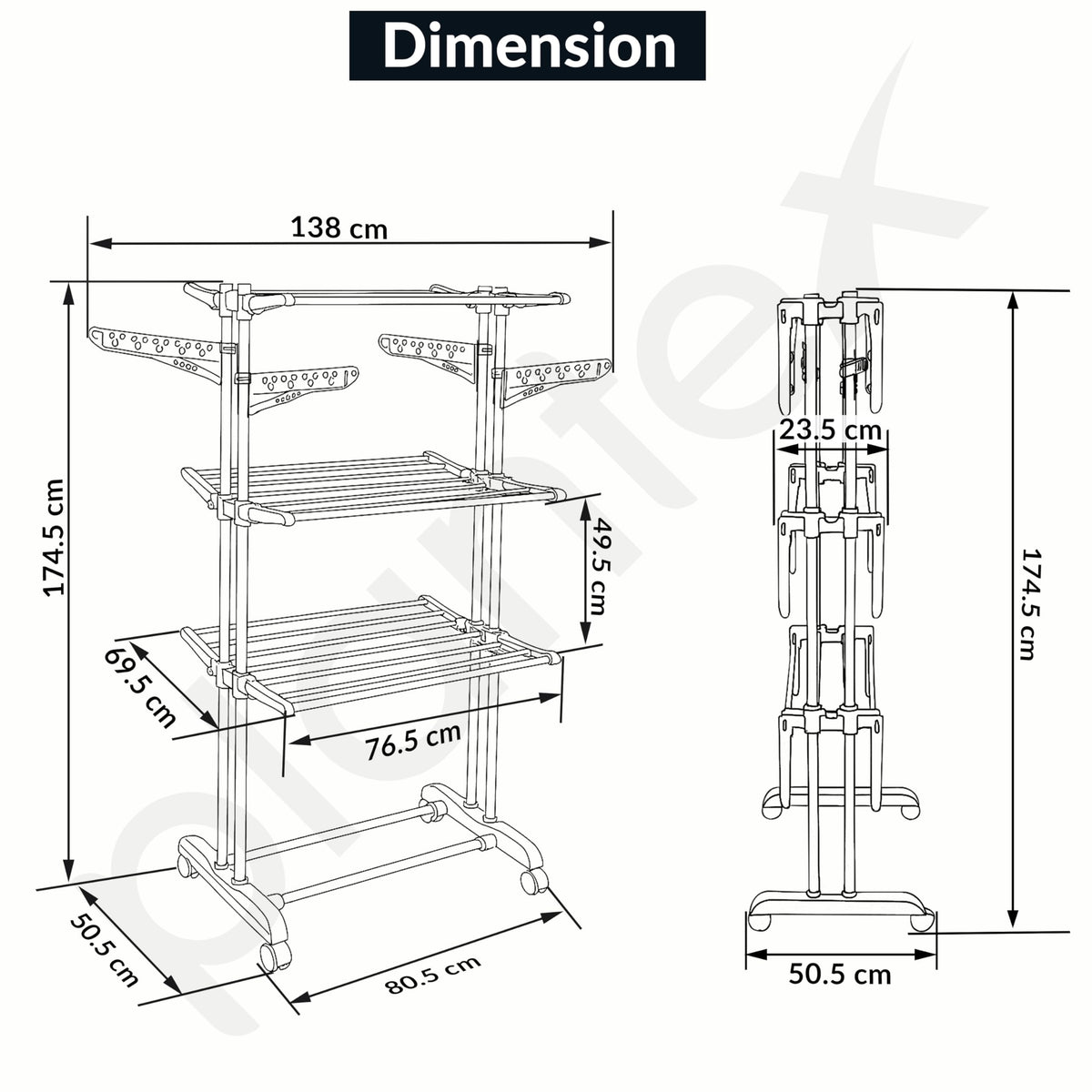 Plantex 3 Layer GI Steel Cloth Stand for Drying Clothes Foldable/Clothes Drying Rack for Balcony/Clothes Drying Stand - Clofera (White & Gray)-2