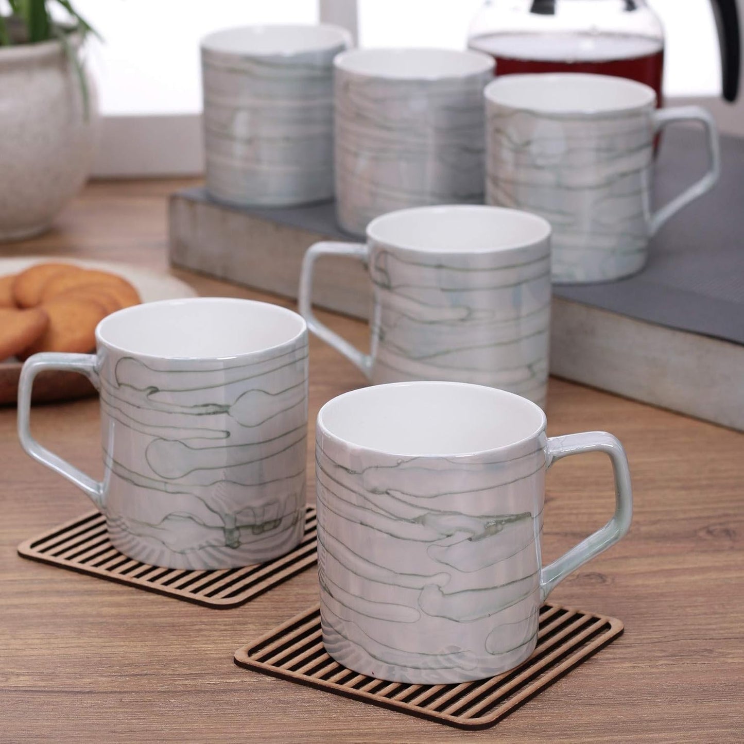 Clay Craft Fine Ceramic Coffee Mugs Set of 6 Perfect for Kitchen and Home Decor