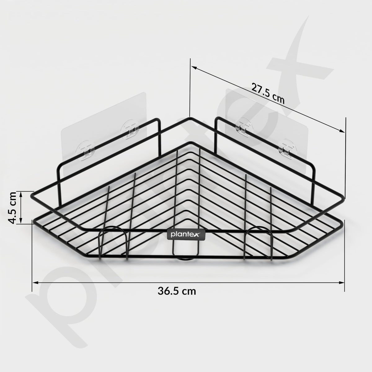 Plantex Self Adhesive Corner Shelf for Bathroom/Adhesive Shelf for Kitchen - with Magic Sticker/Bathroom Organizer Without Drill - Pack of 2 (Diamond, Black)-3