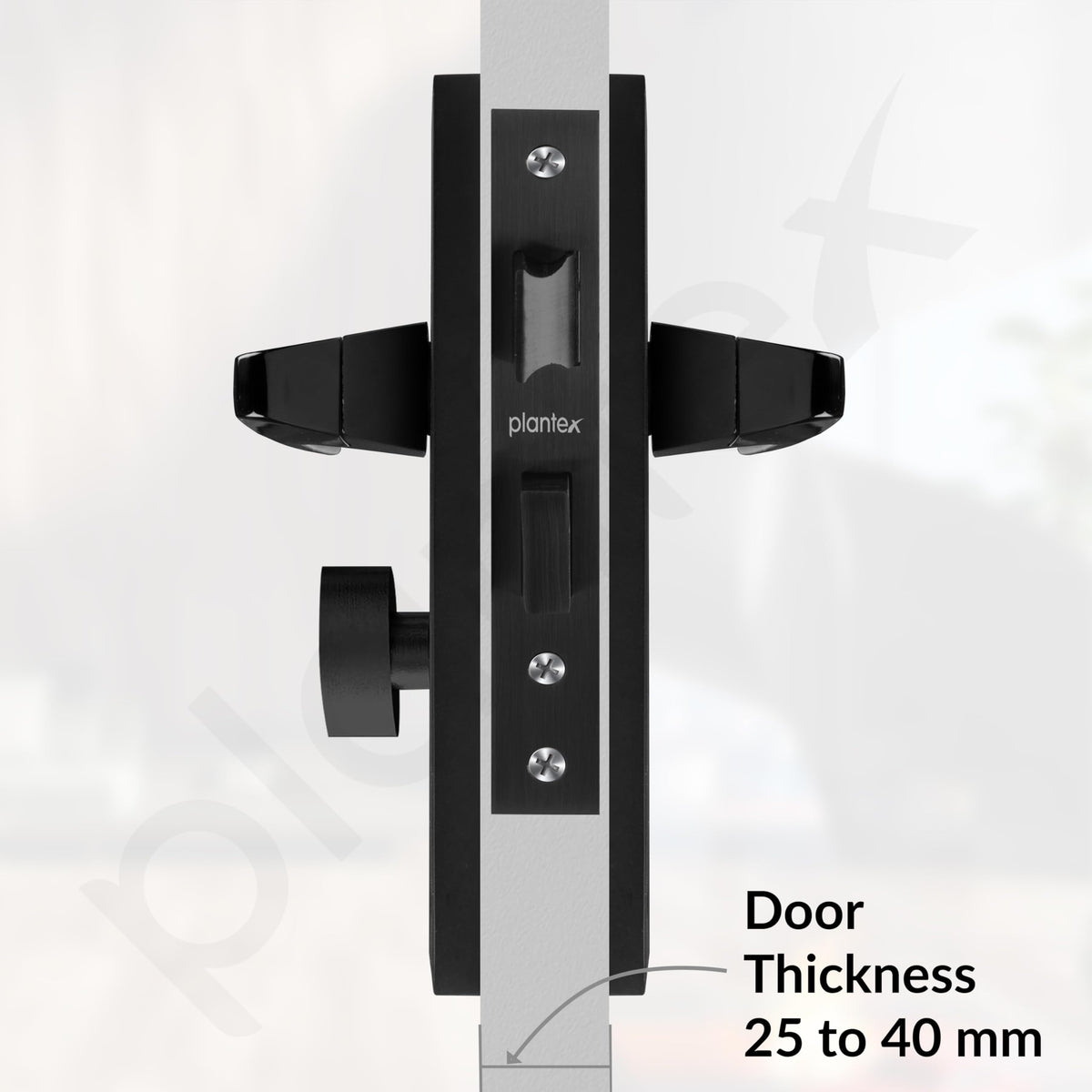 Plantex Heavy-Duty Door Lock Set - Main Door Lock Handle Set/Mortise Lock with 3 Keys, Brass Lock Body & Cylinder (8114 - Z Black & DC Black)-5