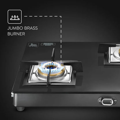 Prestige Royale Quadra 3Burner Gas Stove|Superior Toughened Glasstop with 5-Year Warranty| 3-Way Nozzle Design|Tri-Pin Jumbo Burner |Uniquely Designed Pan Support |Elegantly Designed Knobs|Black