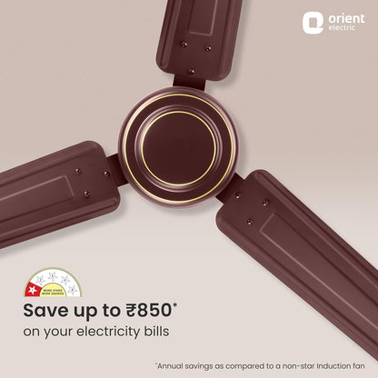 Orient Electric Apex-FX 1200mm Ceiling Fan for Home| BEE 1 Star Rated Energy Efficient Fan| Rust Resistant | Strong and Powerful Motor | 2 Years Warranty by Orient | Brown - Pack of 1