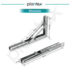 Plantex Heavy Duty 12 Inch Foldable Shelf Bracket/Stainless Steel Multipurpose Bracket/L Bracket/Space Saving Wall Bracket for Shelf/Folding Table Bracket for Home & Office (Pack of 2, Chrome)-3