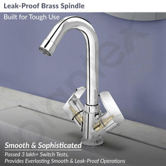 Plantex Brass Spindle Wash Basin Tap with Water Saving Aerator/Basin Mixer for Bathroom/Sink Tap for Kitchen Basin -(Saga-Chrome)-3