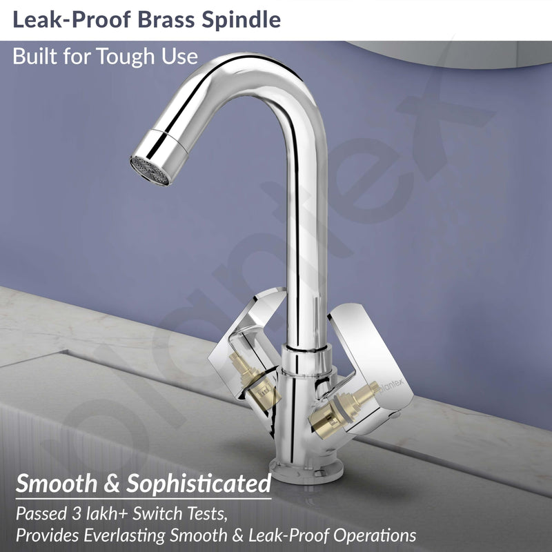 Plantex Brass Spindle Wash Basin Tap with Water Saving Aerator/Basin Mixer for Bathroom/Sink Tap for Kitchen Basin -(Saga-Chrome)-3