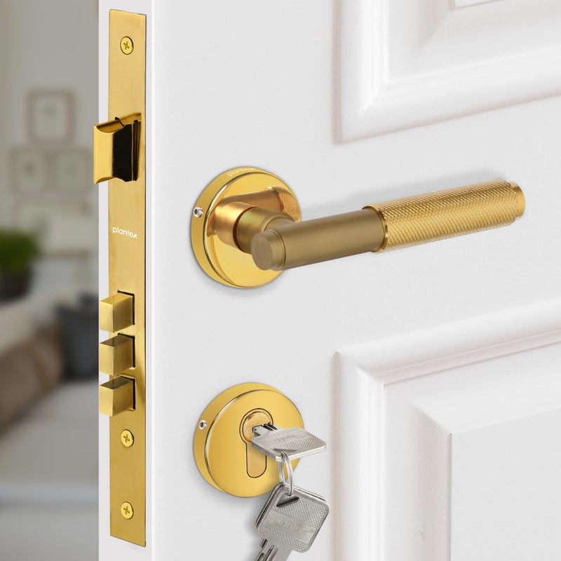 Plantex Premium Door Lock with 3 Years of Warranty/Main Door Locks for Home/Mortise Lock Set for Door (PVD Gold)-1