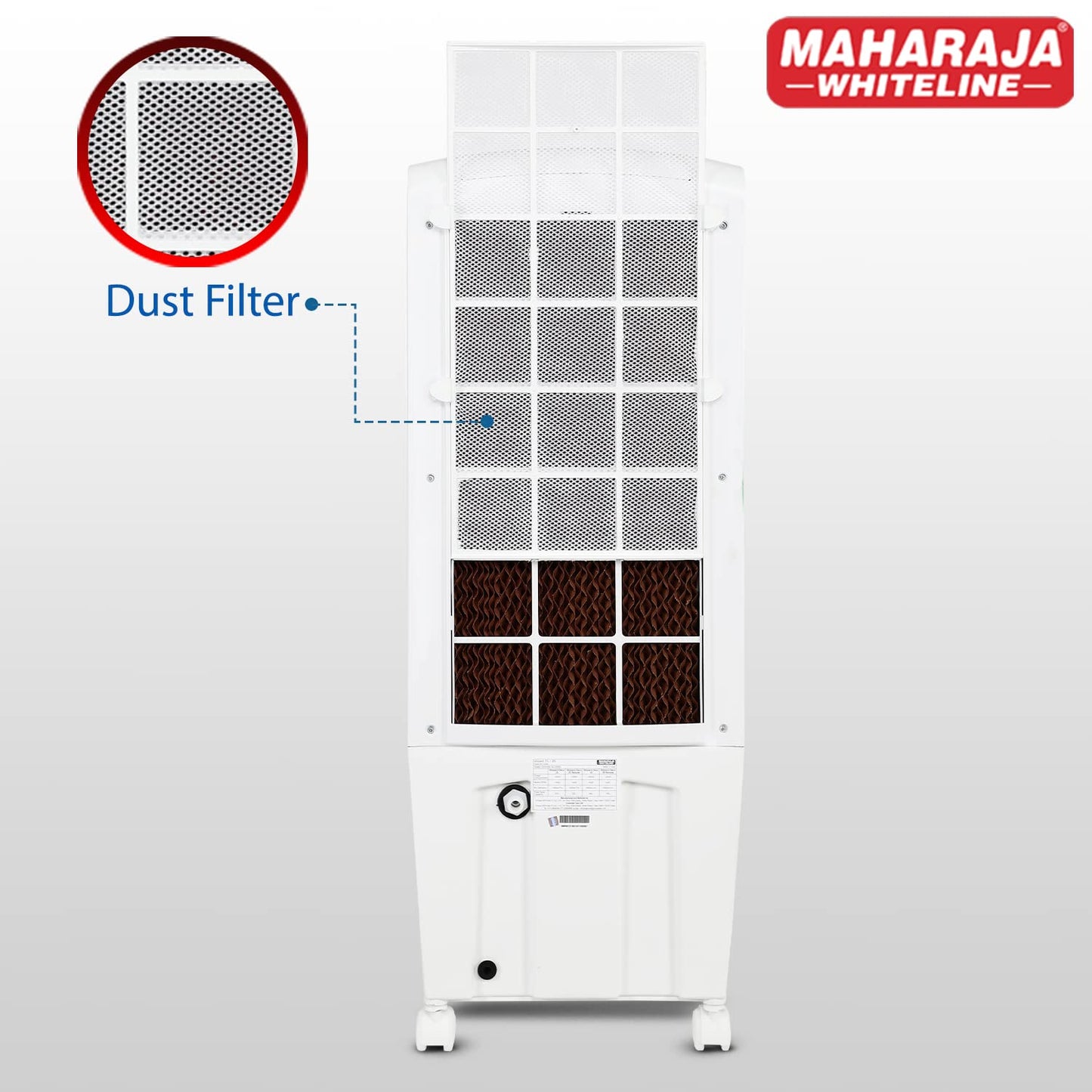 Maharaja Whiteline Blizzard Deco Tower Air Cooler with Remote, 22 litre, White & Grey