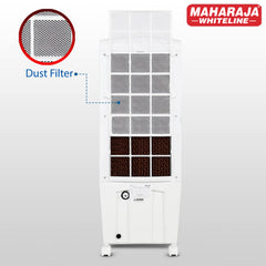 Maharaja Whiteline Blizzard Deco Tower Air Cooler with Remote, 22 litre, White & Grey