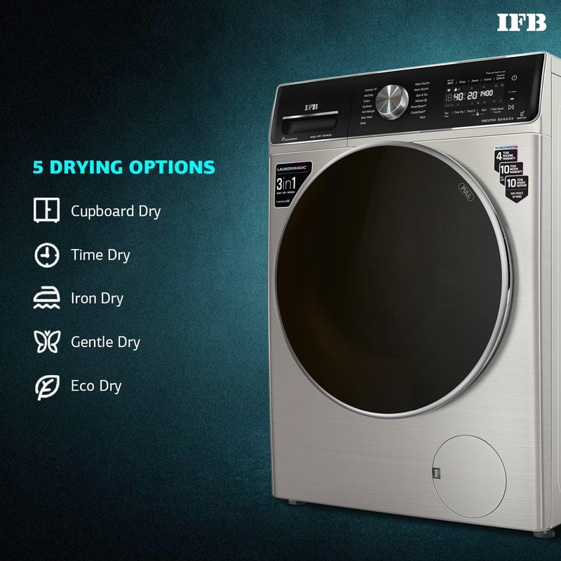 IFB 8.5 Kg / 6.5 Kg / 2.5 Kg Front Load 5 Star 3-In-1, AI Powered, Fully Automatic Washer Dryer Refresh (2023 Model, Lau