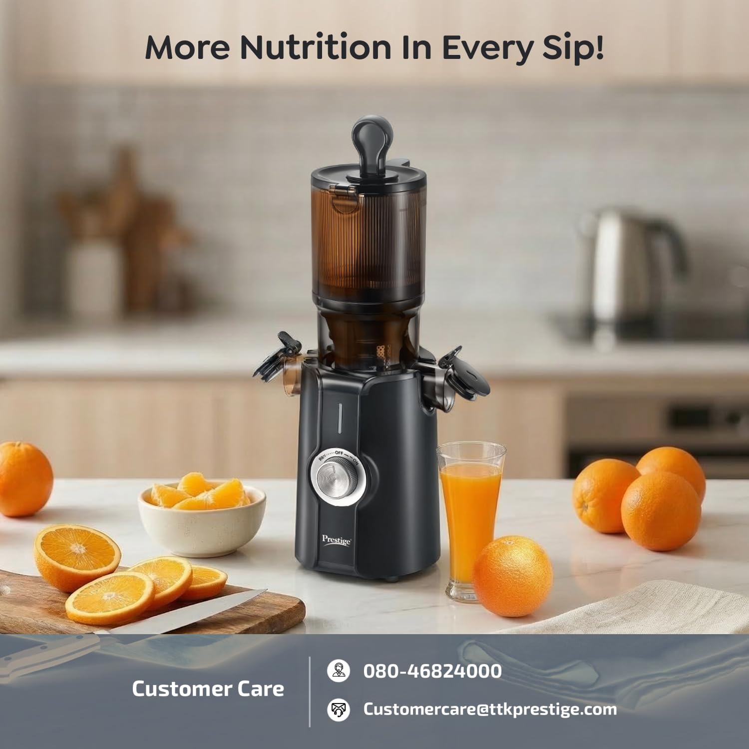 Prestige Natura 200W Cold Press Slow Juicer | 105mm Wide Chute | Interlocking Safety | Reverse Function | Juice and Pulp Collectors | Quiet Operation | Easy to Clean | Black | 2 Year Warranty