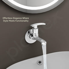 Plantex Bib Cock Water Tap for Bathroom with Brass Spindle and Water Saving Nozzle/Kitchen and Bathroom Accessories - Pack of 2 (Long Body-Chrome)-5