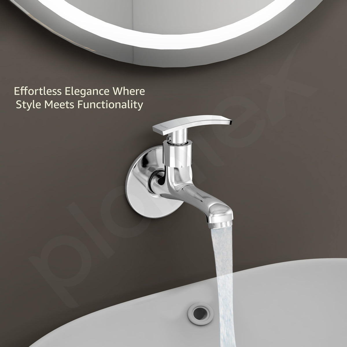 Plantex Bib Cock Water Tap for Bathroom with Brass Spindle and Water Saving Nozzle/Kitchen and Bathroom Accessories - Pack of 2 (Long Body-Chrome)-5