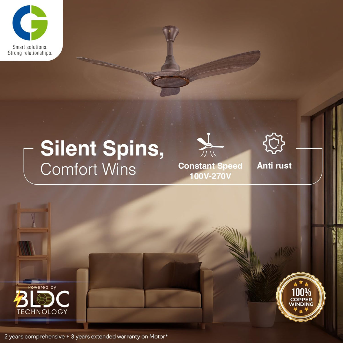 CG Caliver BLDC 1200 mm Ceiling Fan | 5 Star (Wooden Copper)-5