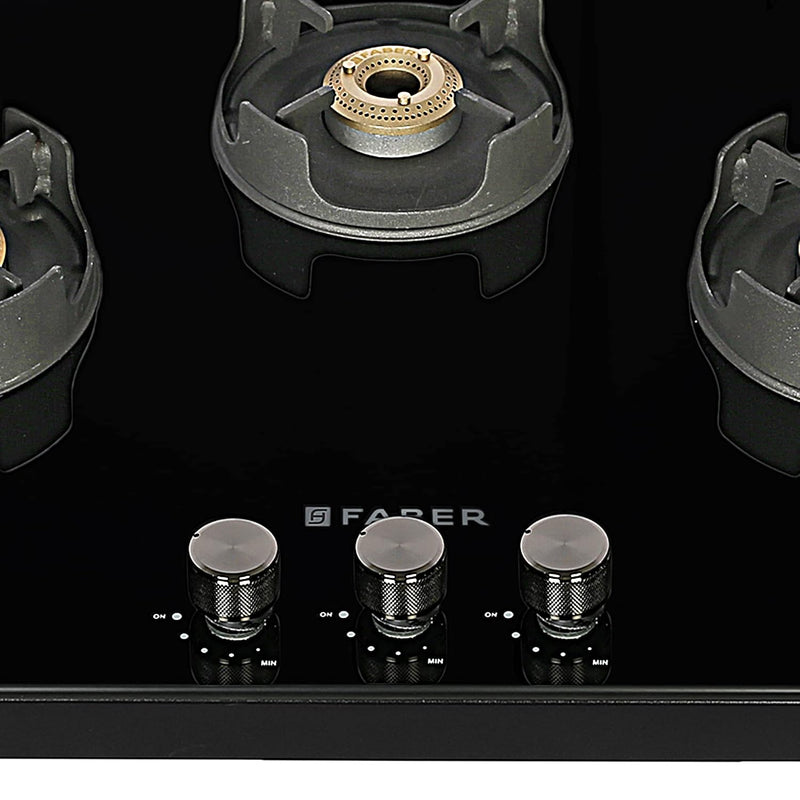 Faber 75 cm,3 Burner Gas stove (NiOS DLX 753 BB BK) Maual Ignition, Black