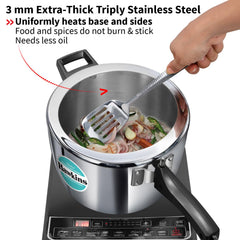 Hawkins 4.5 Litre Triply Stainless Steel Pressure Cooker, Inner Lid Cooker, Silver (HSST45)