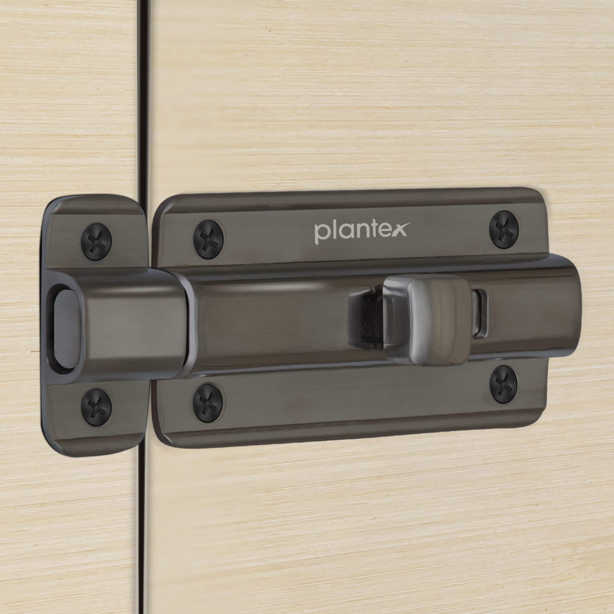 Plantex Premium Heavy Duty Door Stopper/Door Lock Latch for Home and Office Doors/Baby Latch - Pack of 2 (Satin Black-Matt)