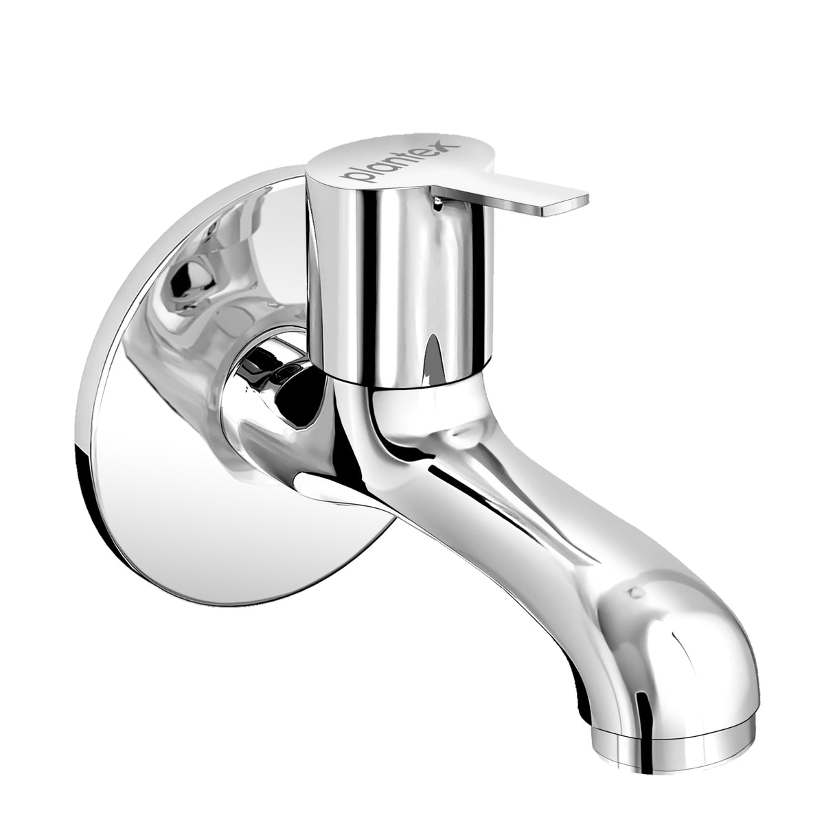 Plantex Bib Cock for Bathroom with Brass Spindle/Long Body Tap/Wall Mount Tap for Wash Basin with Teflon Tape & Wall Flange - Pack of 1 (Rio, Chrome)