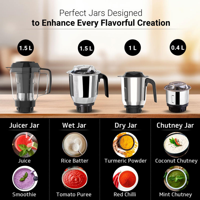 V-Guard Citius 750 Watt Juicer Mixer Grinder (New Launch) |3 Year Motor Coverage by V-Guard | 4 Jars | Juicer, Wet, Chutney & Dry| Sturdy Juicer Jar | Precision Blend SS Blades | Black