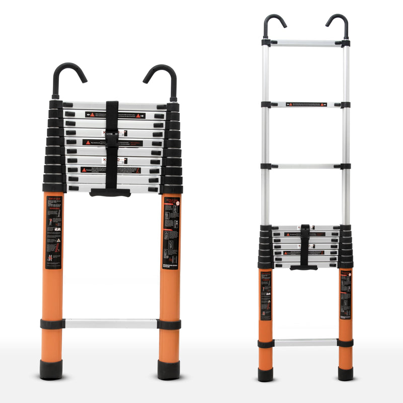Plantex 14.5 feet (4.4m) Telescopic Ladder/Durable Steps/Collapsible Ladder for Home or Outdoor Work/Aluminium Telescopic Ladder - (Orange)-1