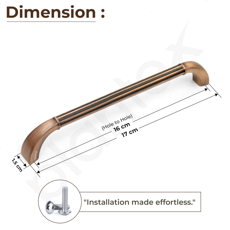 Plantex Cabinet Handle/160mm Handle for Drawer/Wardrobe/Kitchen Handle/Pull-Push Handle for Home/Office - Pack of 2 (Brass Antique Copper)-2