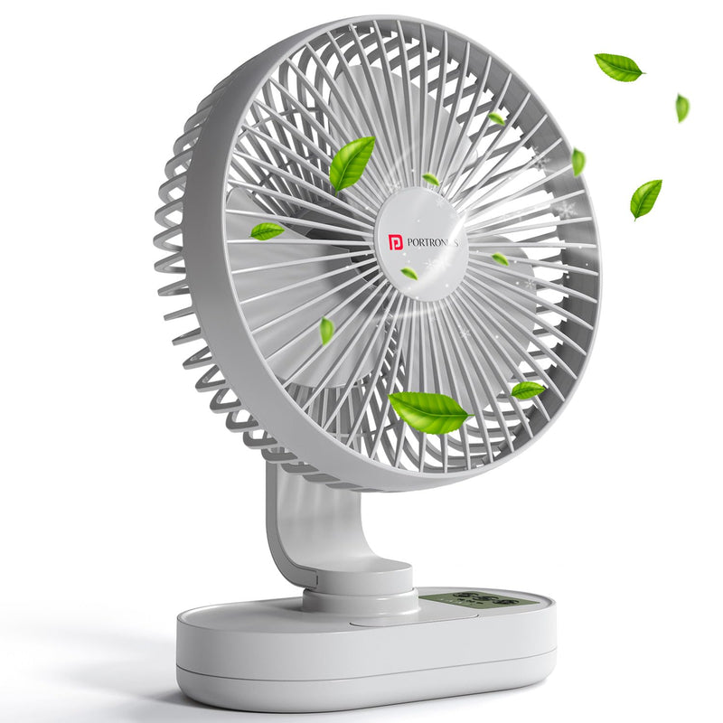 Portronics Airloop Portable & Rechargeable Desk Fan with Automatic 92° Oscillation, 6.1 Inch Blade, BLDC Motor, 90° Tilt, 3 Speeds, 4000mAh Battery-6