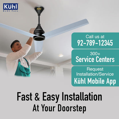 KUHL Arctis A4 1200 mm BLDC 65% Power Saving BLDC Ceiling Fan With Remote | BEE 5 Star Rated & ISI Marked | High Air Flow | 5 Year Warranty on Motor | Silver Mist