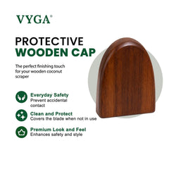 Vyga Curv Teakwood Coconut Scraper with Protection Cap