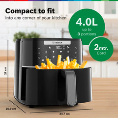 Bosch CrispMaxx Digital Air Fryer 4L | Touch Panel | Adjustable Grid | 6 Preset Menu | 1350w|Preheat and Keep Warm Funct