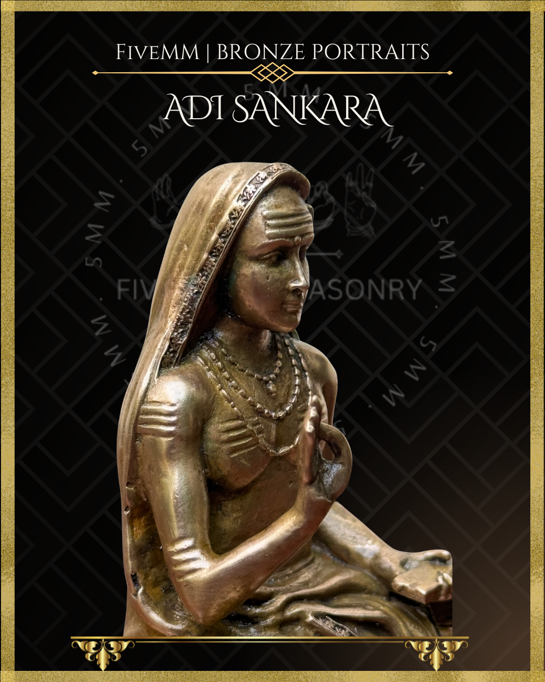 Adi Shankaracharya - 3" Panchaloha Bronze Icon