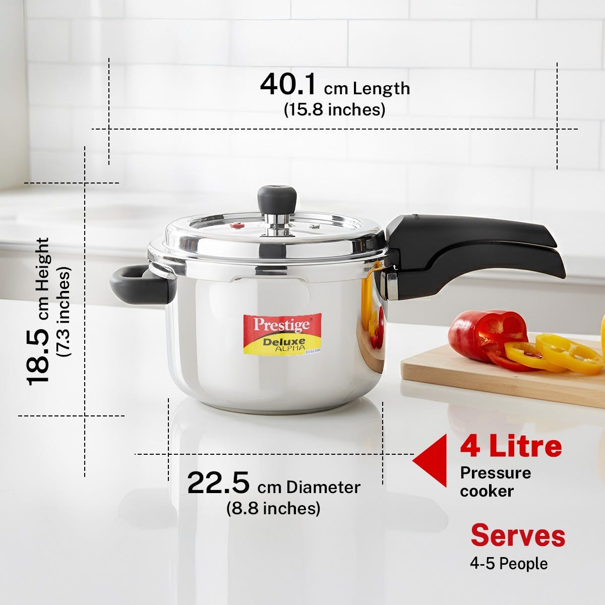 Prestige Deluxe Alpha Svachh Stainless Steel Spillage Control Pressure Cooker, 4 L (Silver), Prestige Omega Deluxe Granite Non-stick Round Base Omni Tawa, 25 cm (Black)