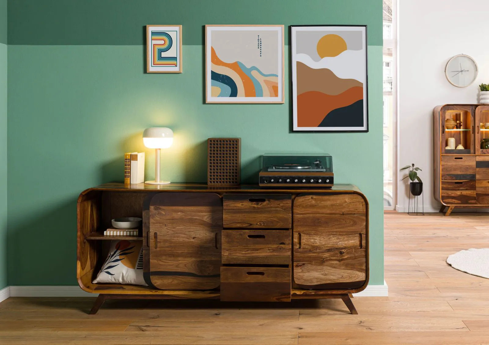 Mid-Century Sheesham Wood Sideboard / Media Console
